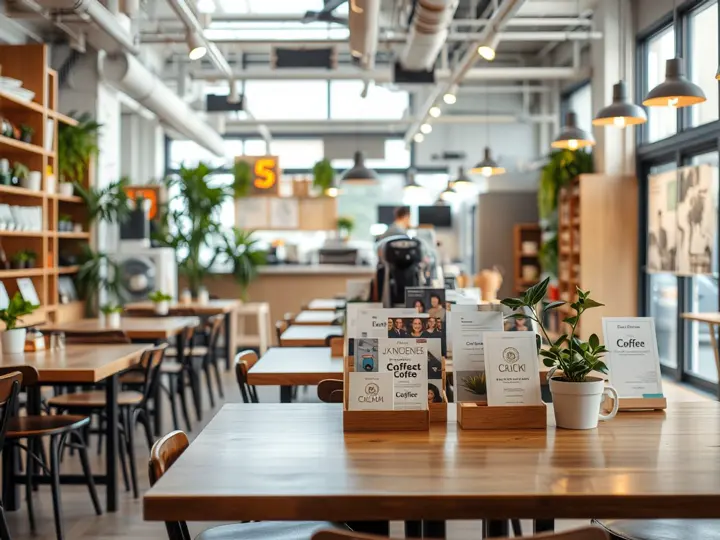 咖啡馆开业活动物料展示，邀请函和海报